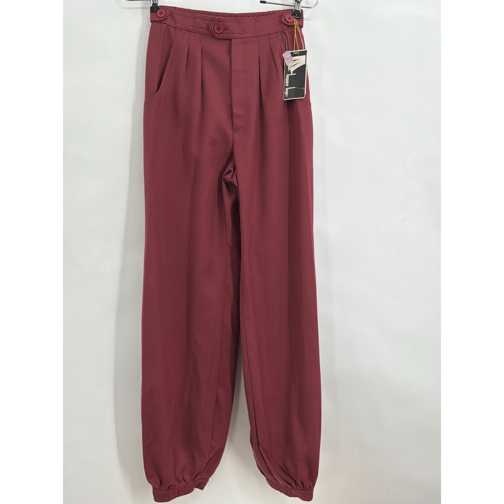 Vintage Happy‎ Legs Burgundy High Waisted Pleated Harem Pants Sz 5 NOS